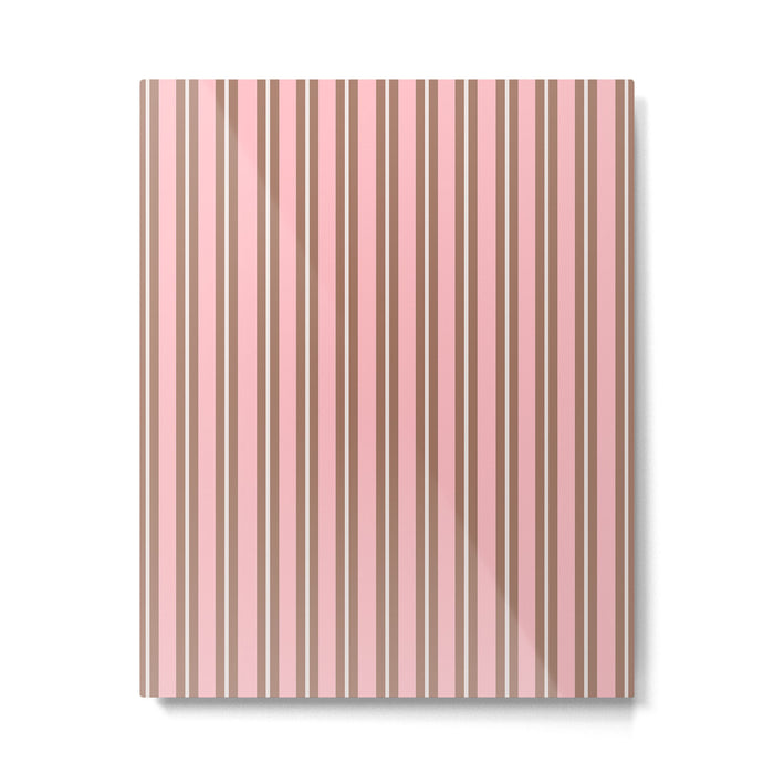 Classic Double Stripes Vertical Stripe Pattern Mocha Pink Metal Print Gallery Image 1