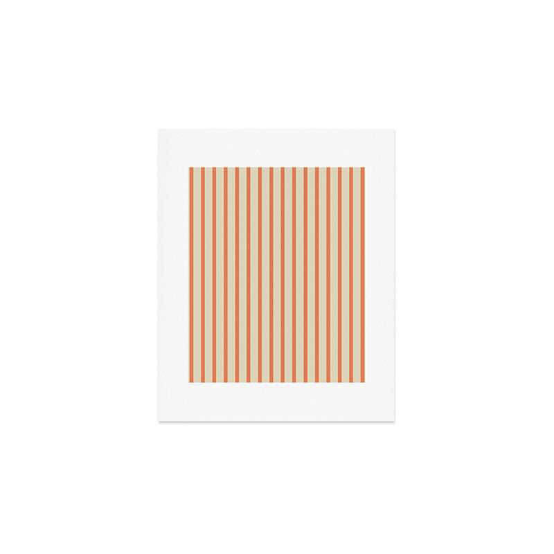 Classic Modern Retro Vertical Stripe Pattern in Cream Beige and Light Pumpkin Orange Art Print Gallery Image 1