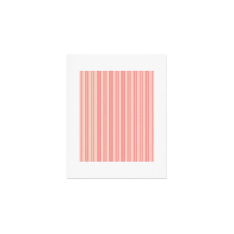 Classic Pastel Blush Pink Double Stripe Pattern Art Print Gallery Image 1
