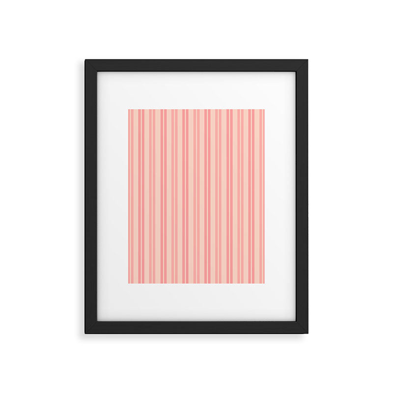 Classic Pastel Blush Pink Double Stripe Pattern Framed Art Print Gallery Image 6