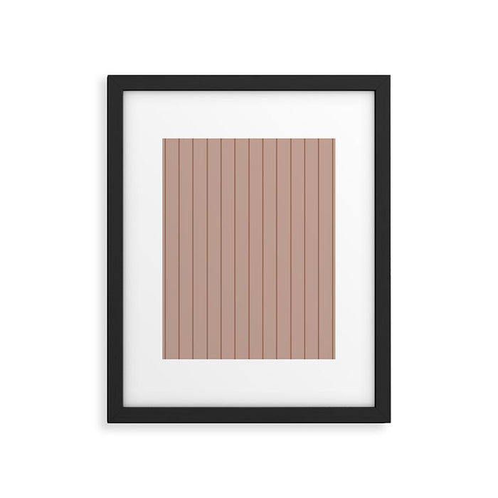 Classic Pinstripes Mocha Vertical Narrow Stripe Pattern in Brown Framed Art Print Gallery Image 1