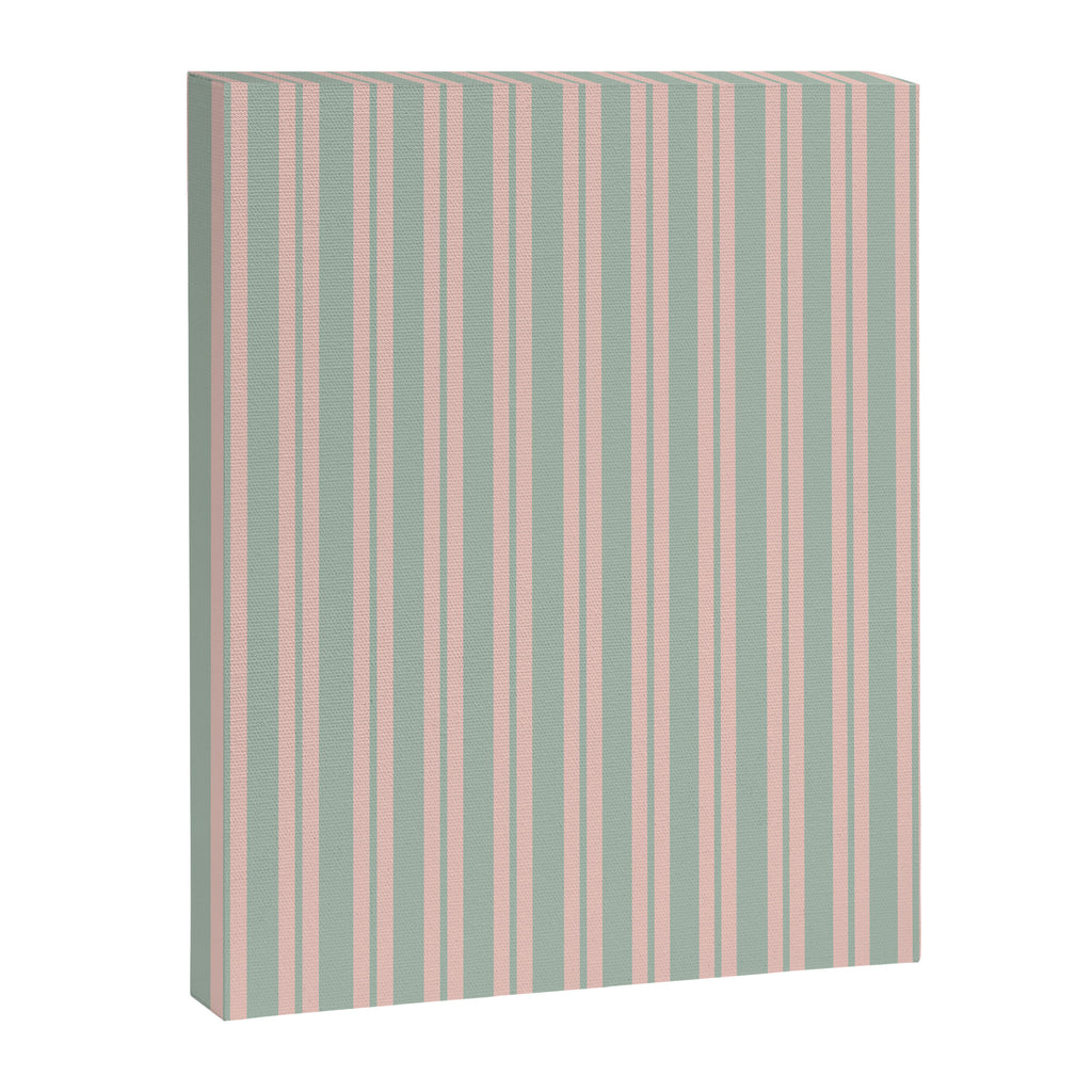 Classic Retro Double Stripe Pattern in Pale Blush and Light Celadon Green Canvas Print Gallery Image 8