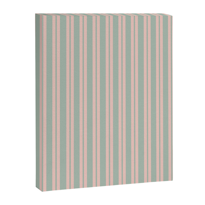 Classic Retro Double Stripe Pattern in Pale Blush and Light Celadon Green Canvas Print Gallery Image 1