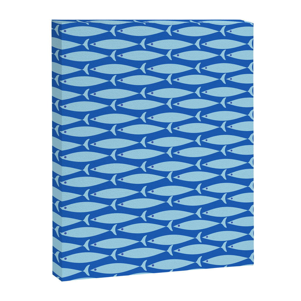 Coastal Fish Geometric Ocean Pattern in Blue Canvas Print Gallery Image 8