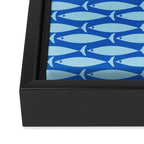 Coastal Fish Geometric Ocean Pattern in Blue Framed Canvas Print Gallery Image 3