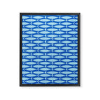 Coastal Fish Geometric Ocean Pattern in Blue Framed Canvas Print Gallery Image 8
