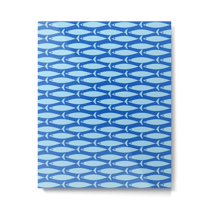 Coastal Fish Geometric Ocean Pattern in Blue Metal Print Gallery Image 1