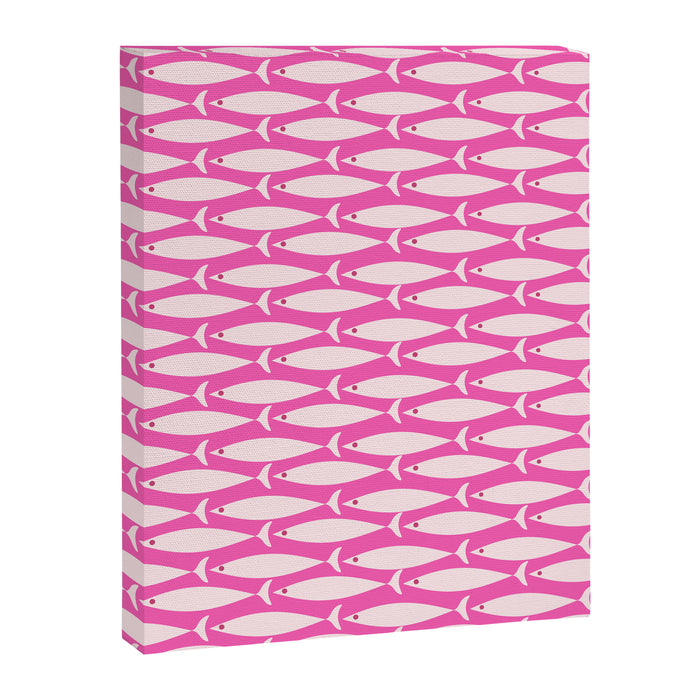 Coastal Fish Geometric Pattern in Bright Pink Canvas Print Gallery Image 1