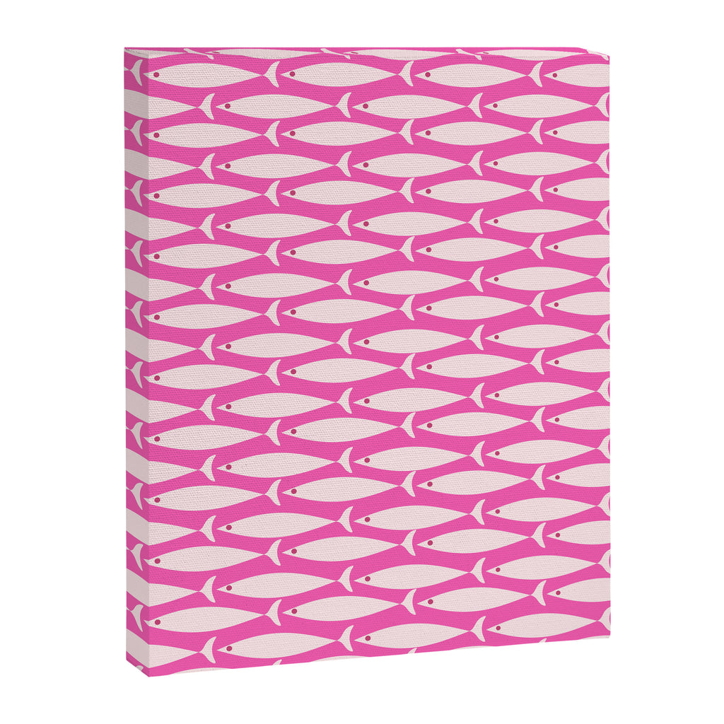 Coastal Fish Geometric Pattern in Bright Pink Canvas Print Gallery Image 8
