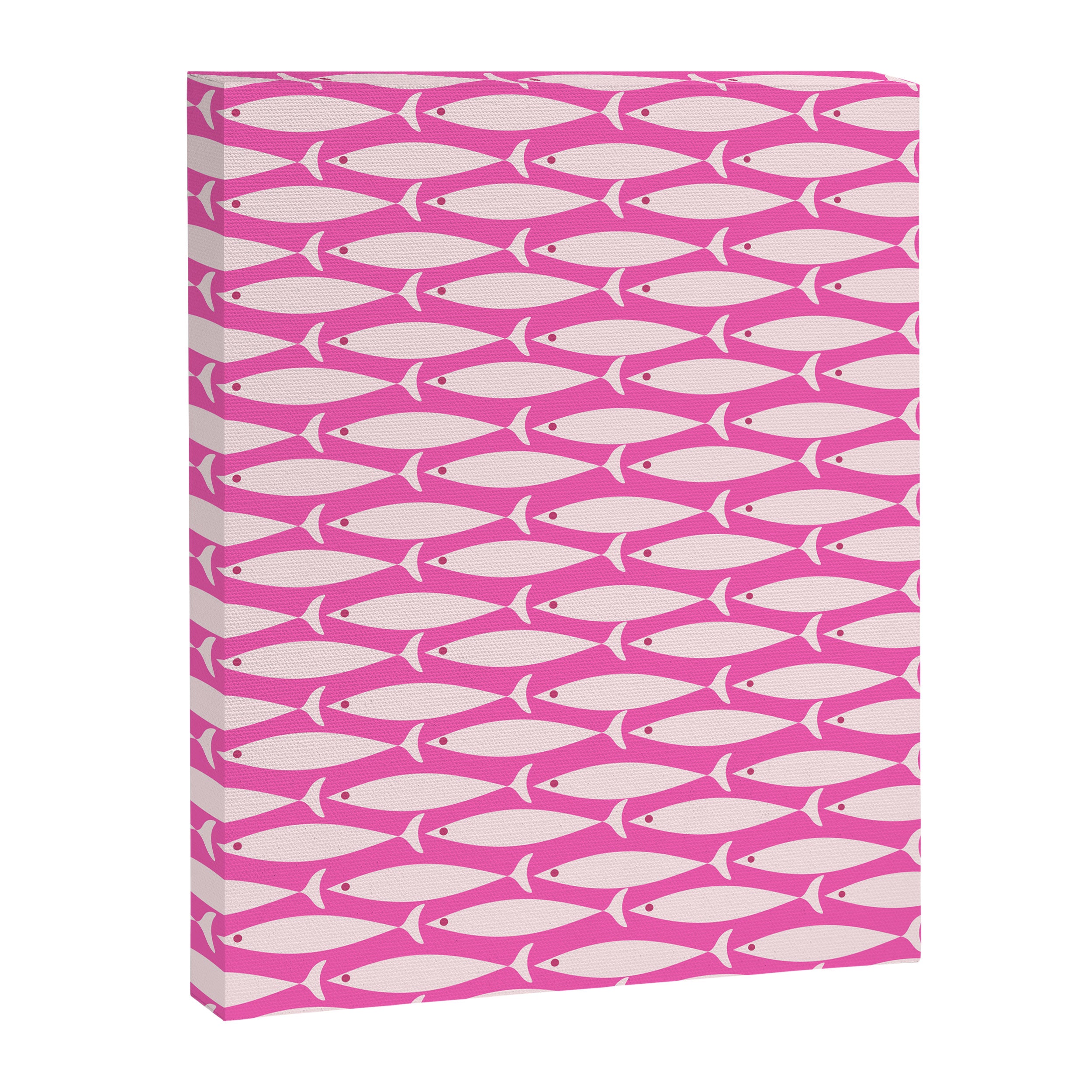 Coastal Fish Geometric Pattern in Bright Pink Canvas Print Gallery Image 8