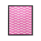 Coastal Fish Geometric Pattern in Bright Pink Framed Canvas Print Gallery Image 8