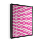 Coastal Fish Geometric Pattern in Bright Pink Framed Canvas Print Gallery Image 2