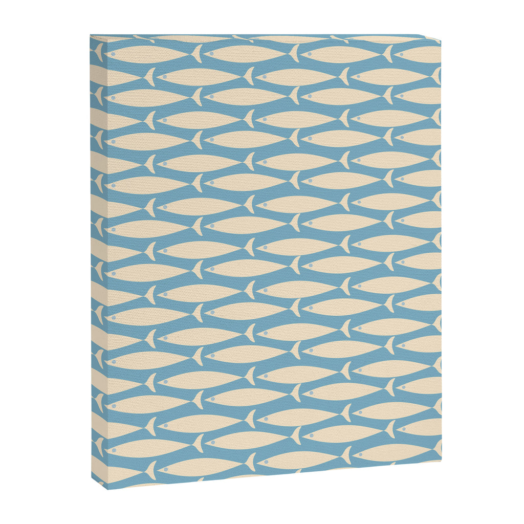 Coastal Fish Mid Century Minimalist Pattern in Blue Canvas Print Gallery Image 8