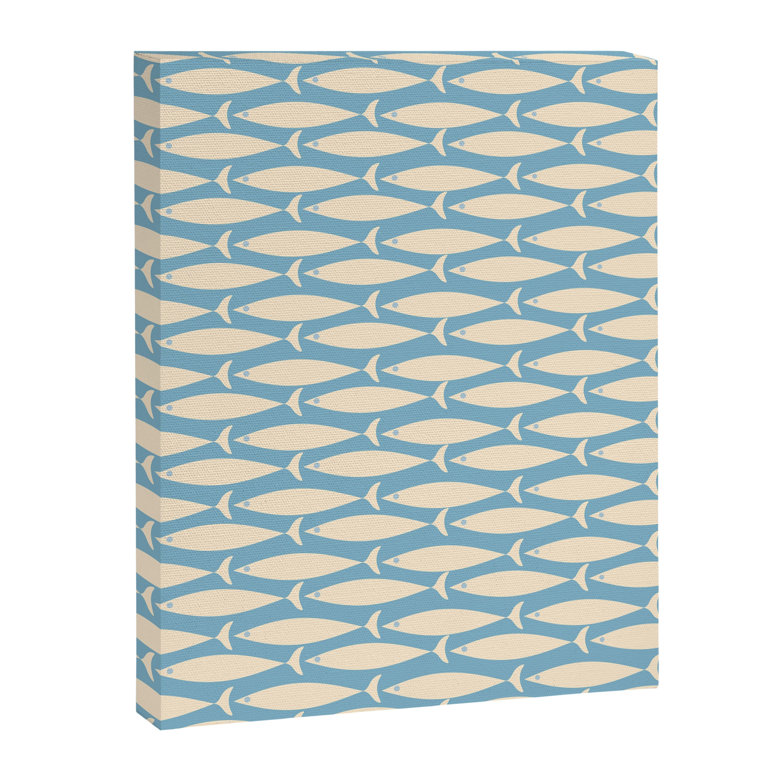 Coastal Fish Mid Century Minimalist Pattern in Blue Canvas Print Gallery Image 8
