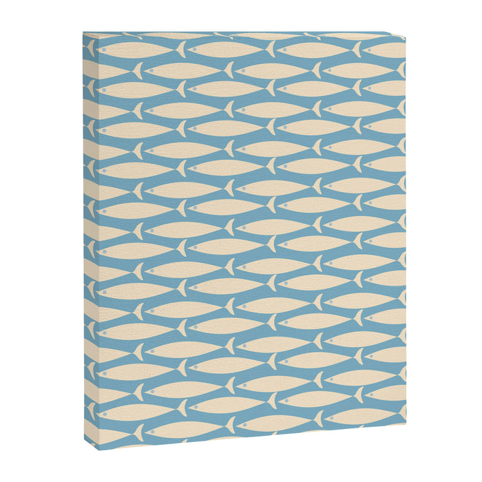 Coastal Fish Mid Century Minimalist Pattern in Blue Canvas Print Gallery Image 1