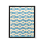 Coastal Fish Mid Century Minimalist Pattern in Blue Framed Canvas Print Gallery Image 8