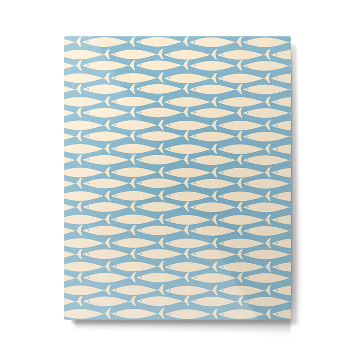 Coastal Fish Mid Century Minimalist Pattern in Blue Metal Print Gallery Image 1