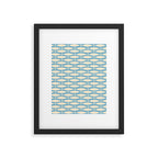 Coastal Fish Mid Century Minimalist Pattern in Blue Framed Art Print Gallery Image 6