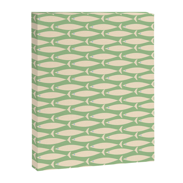 Coastal Fish Mid Century Modern Minimalist Pattern in Light Pastel Green Cream Blue Canvas Print Gallery Image 1