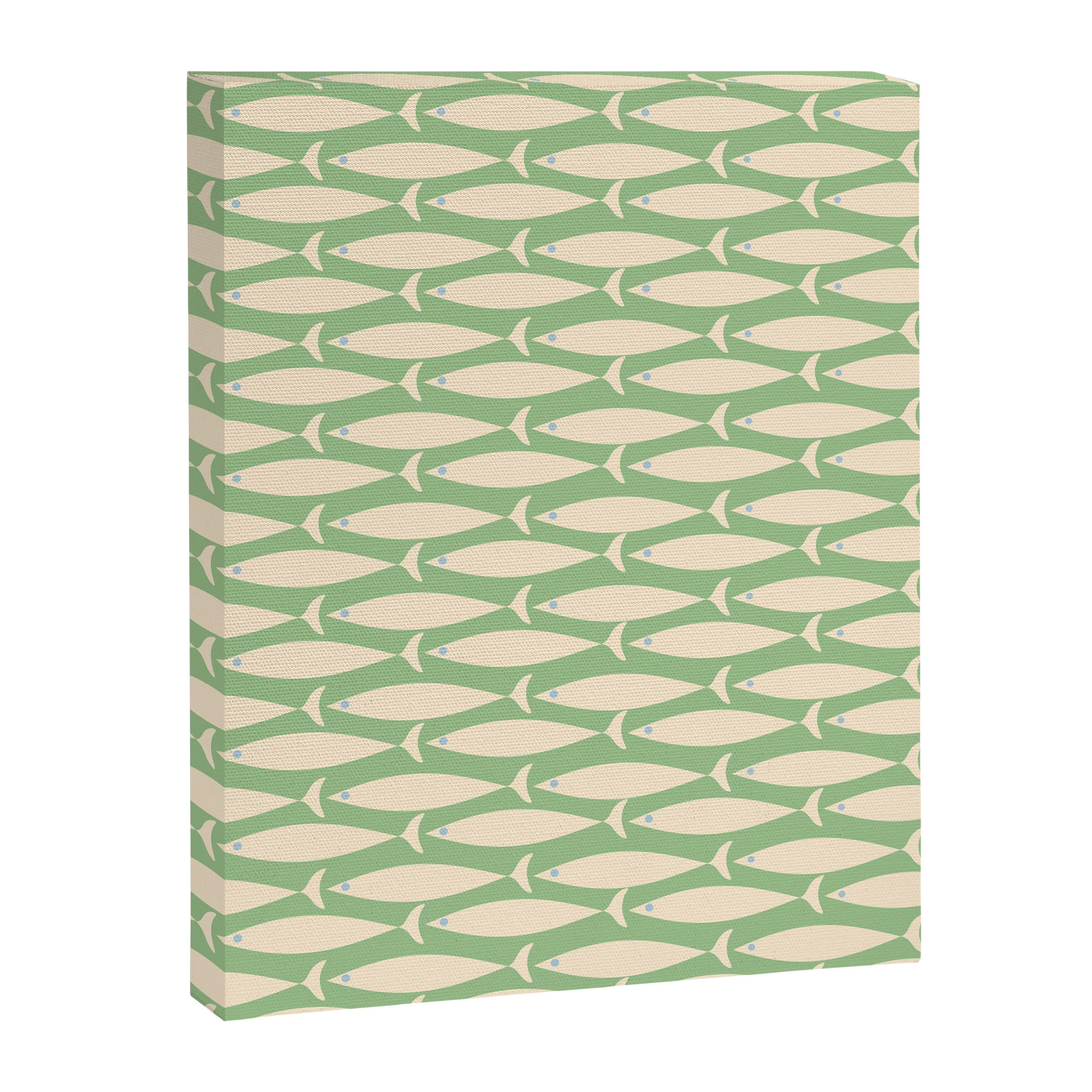 Coastal Fish Mid Century Modern Minimalist Pattern in Light Pastel Green Cream Blue Canvas Print Gallery Image 8