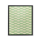Coastal Fish Mid Century Modern Minimalist Pattern in Light Pastel Green Cream Blue Framed Canvas Print Gallery Image 8