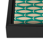 Coastal Fish Mid Century Modern Minimalist Pattern Teal Beige Olive Framed Canvas Print Gallery Image 3