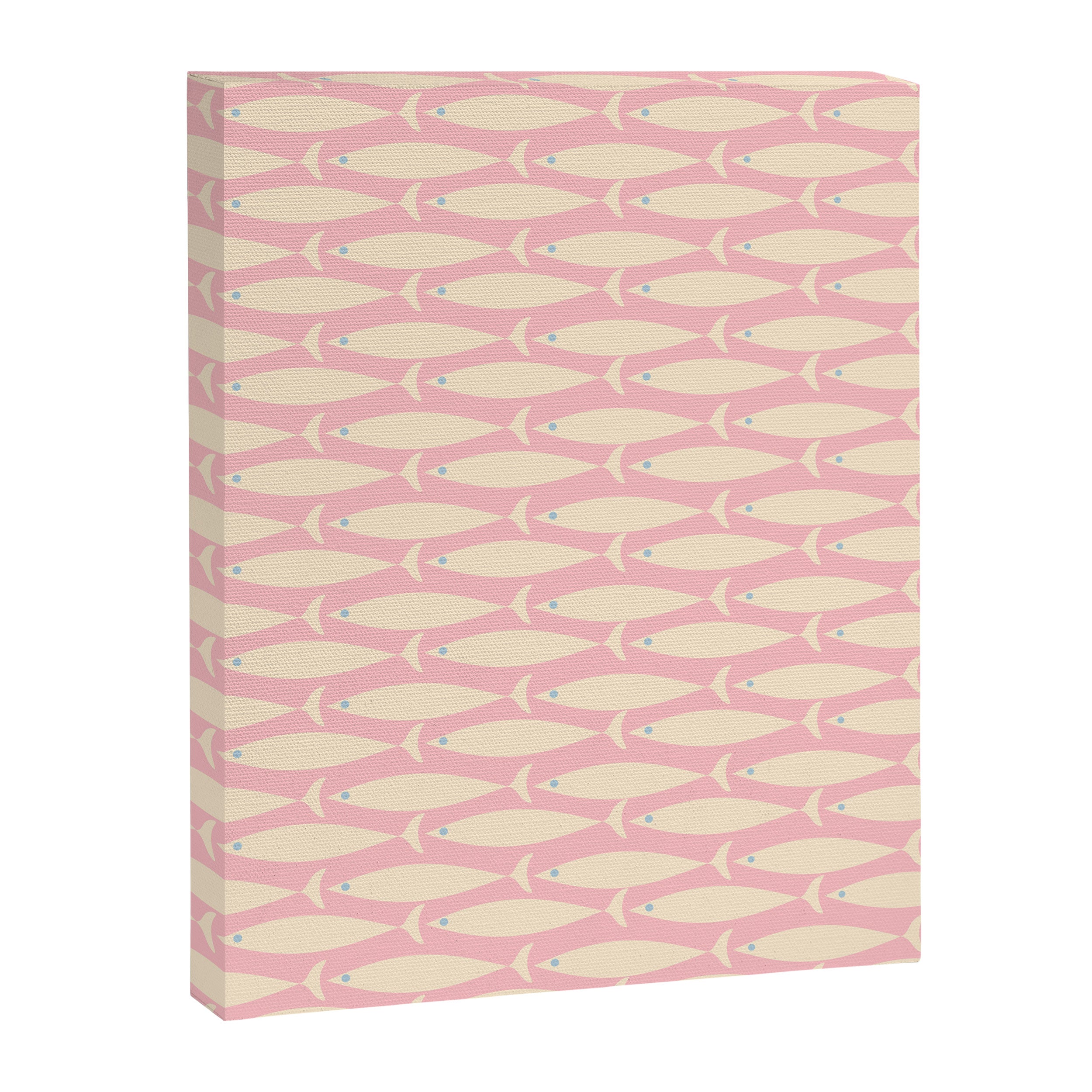 Coastal Fish Minimal Pattern in Soft Pink Baby Blue Cream Canvas Print Gallery Image 8