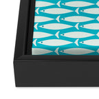 Coastal Fish Minimalist Pattern in Turquoise Aqua Blue Framed Canvas Print Gallery Image 3