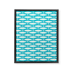 Coastal Fish Minimalist Pattern in Turquoise Aqua Blue Framed Canvas Print Gallery Image 8
