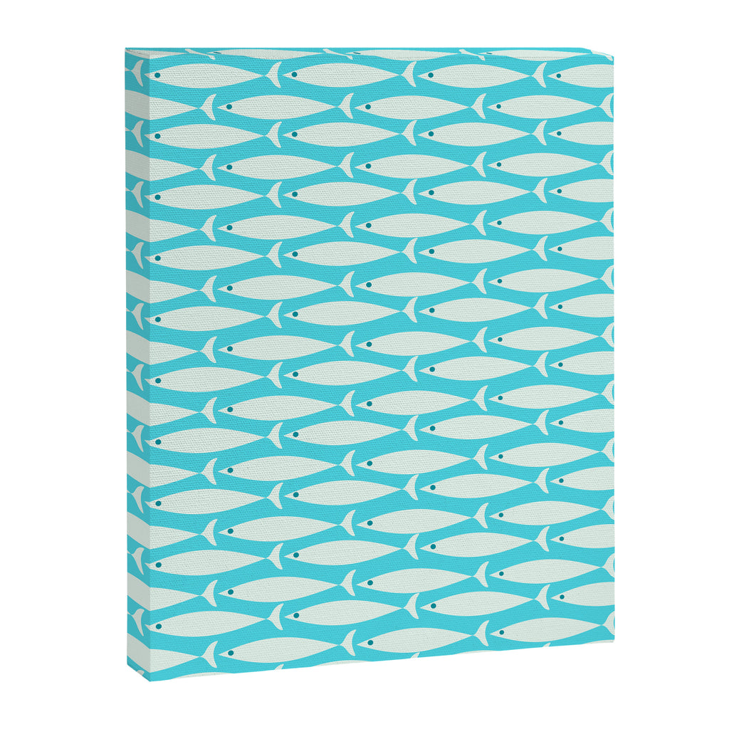 Coastal Fish Pattern in Aqua Canvas Print Gallery Image 8