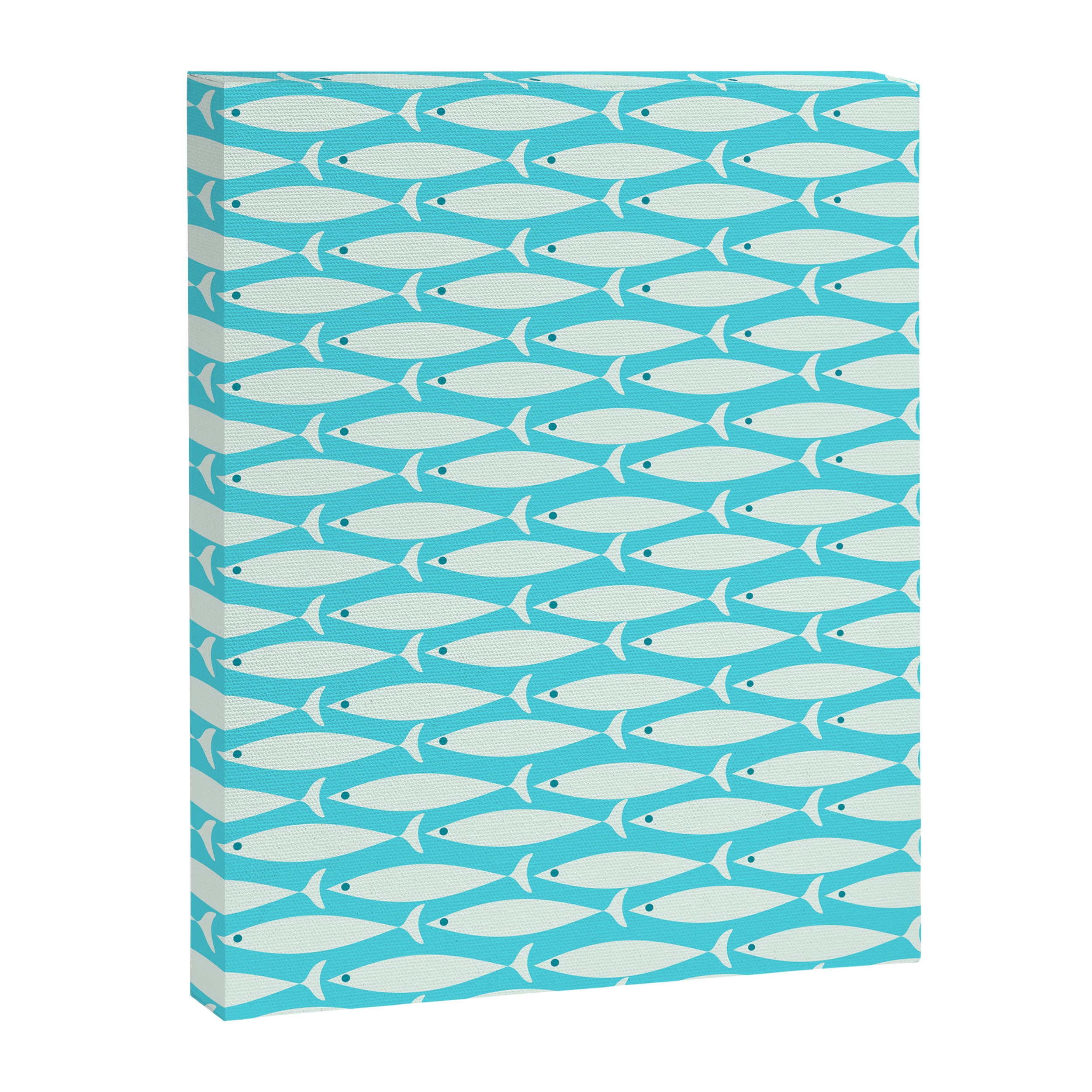 Coastal Fish Pattern in Aqua Canvas Print Gallery Image 8