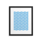 Coastal Fish Pattern in Bold Blue and White Framed Art Print Gallery Image 6