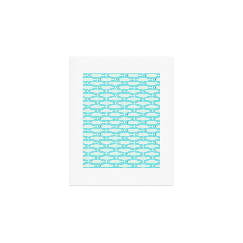 Coastal Fish Pattern in Light Aqua Art Print Gallery Image 1