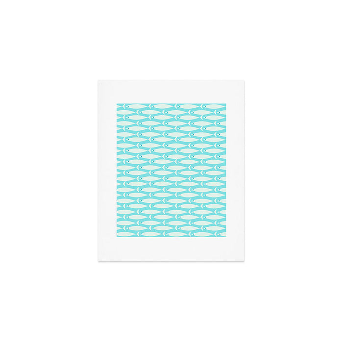 Coastal Fish Pattern in Light Aqua Art Print Gallery Image 1