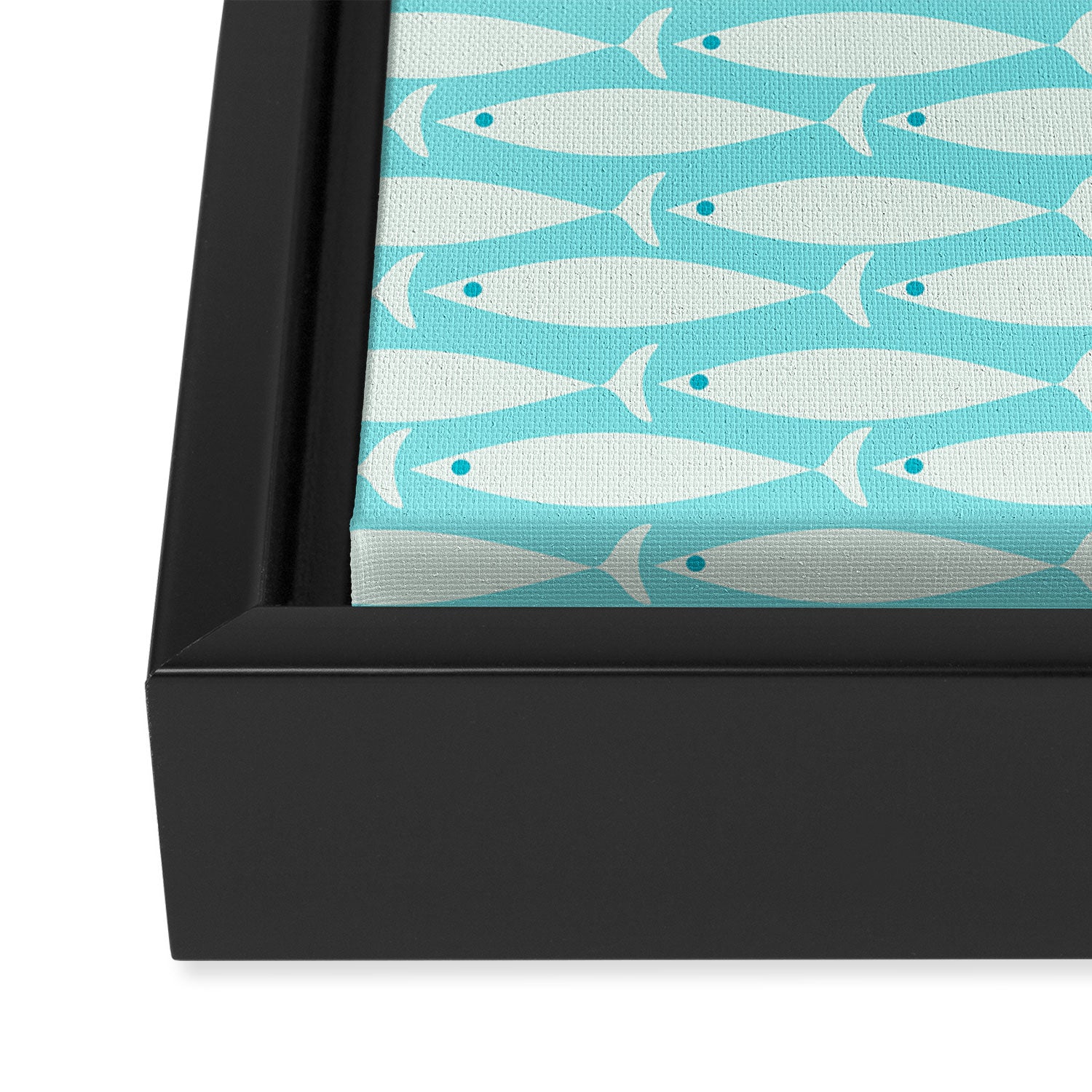 Coastal Fish Pattern in Light Aqua Framed Canvas Print Gallery Image 3
