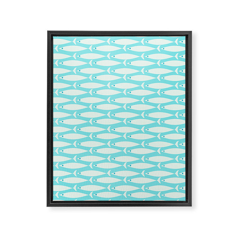 Coastal Fish Pattern in Light Aqua Framed Canvas Print Gallery Image 8