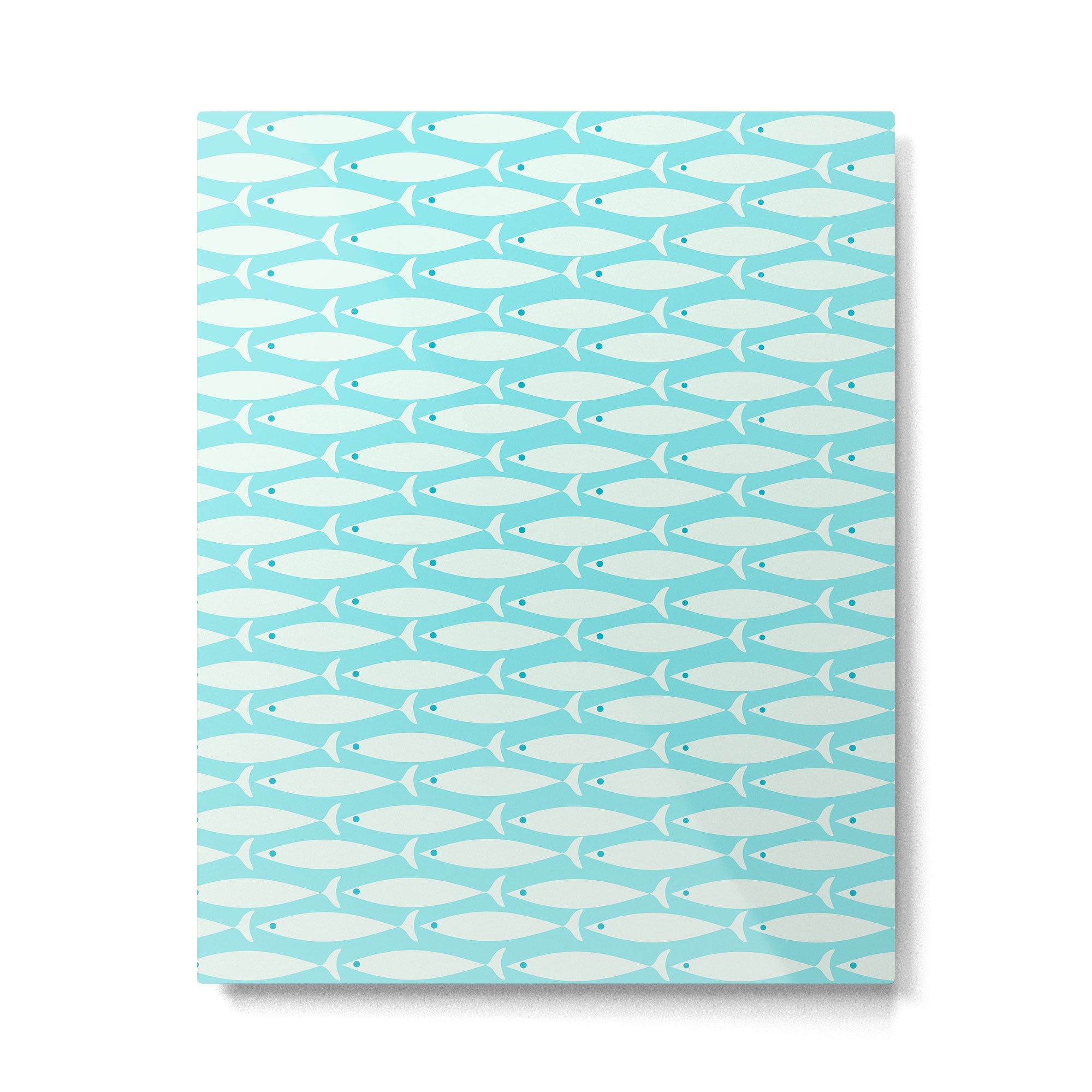 Coastal Fish Pattern in Light Aqua Metal Print Gallery Image 6