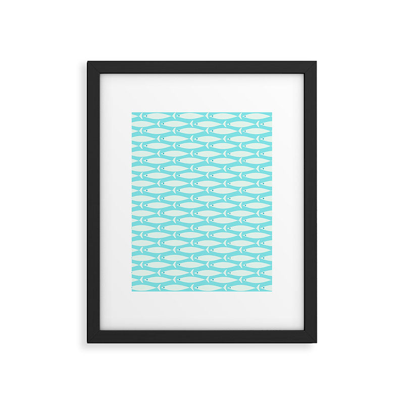 Coastal Fish Pattern in Light Aqua Framed Art Print Gallery Image 6