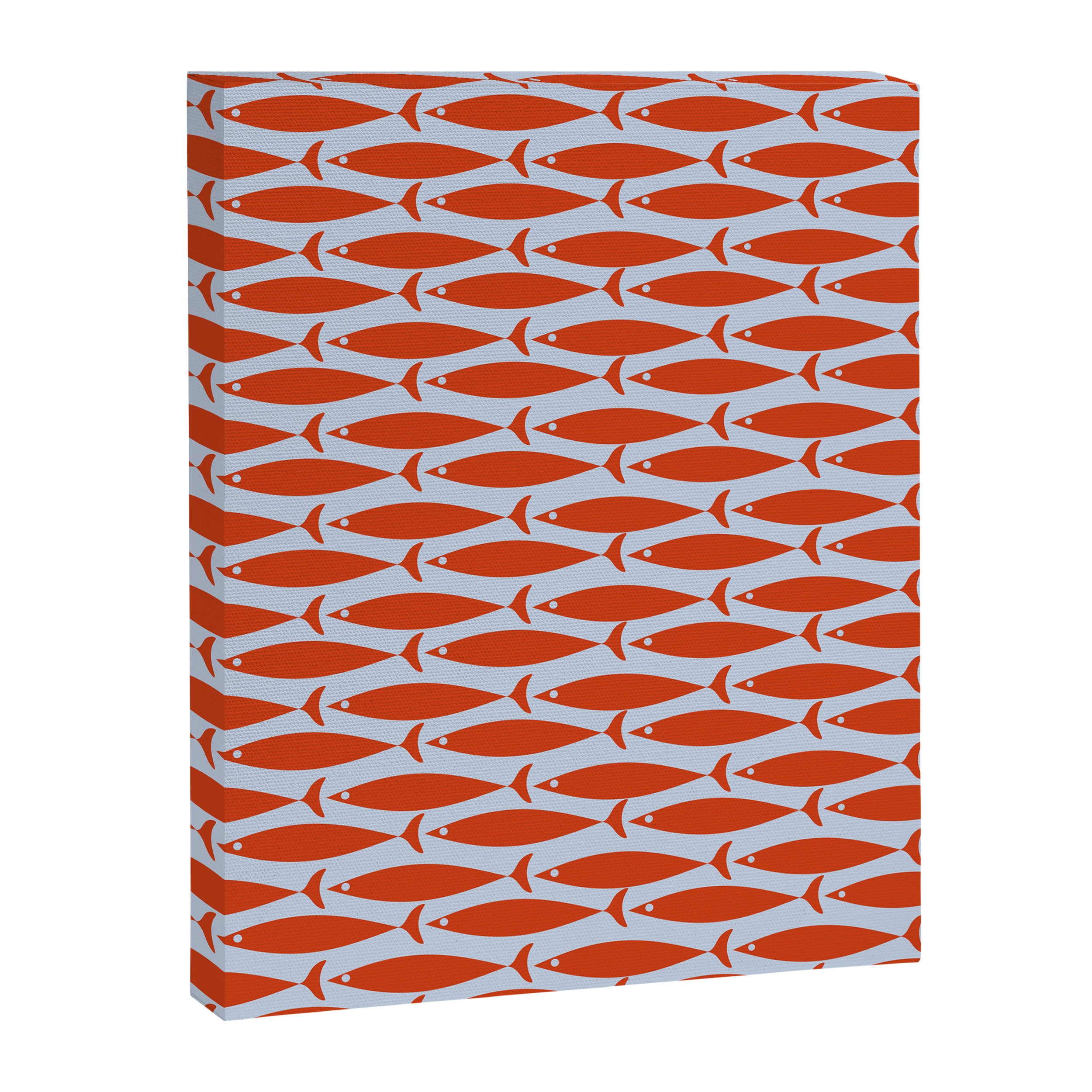Coastal Fish Retro Pattern in Red Orange and Light Blue Canvas Print Gallery Image 8