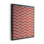 Coastal Fish Retro Pattern in Red Orange and Light Blue Framed Canvas Print Gallery Image 2