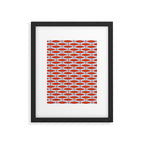 Coastal Fish Retro Pattern in Red Orange and Light Blue Framed Art Print Gallery Image 4