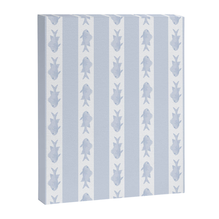 Coastal Fish Stripes Nostalgic Pattern in Light Blue and White Canvas Print Gallery Image 1