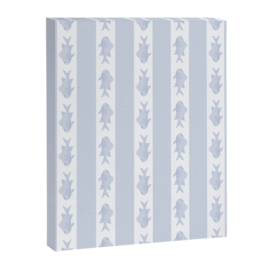 Coastal Fish Stripes Nostalgic Pattern in Light Blue and White Canvas Print Gallery Image 8