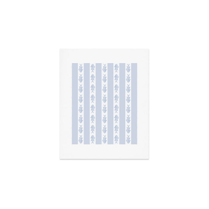Coastal Fish Stripes Nostalgic Pattern in Light Blue and White Art Print Gallery Image 1