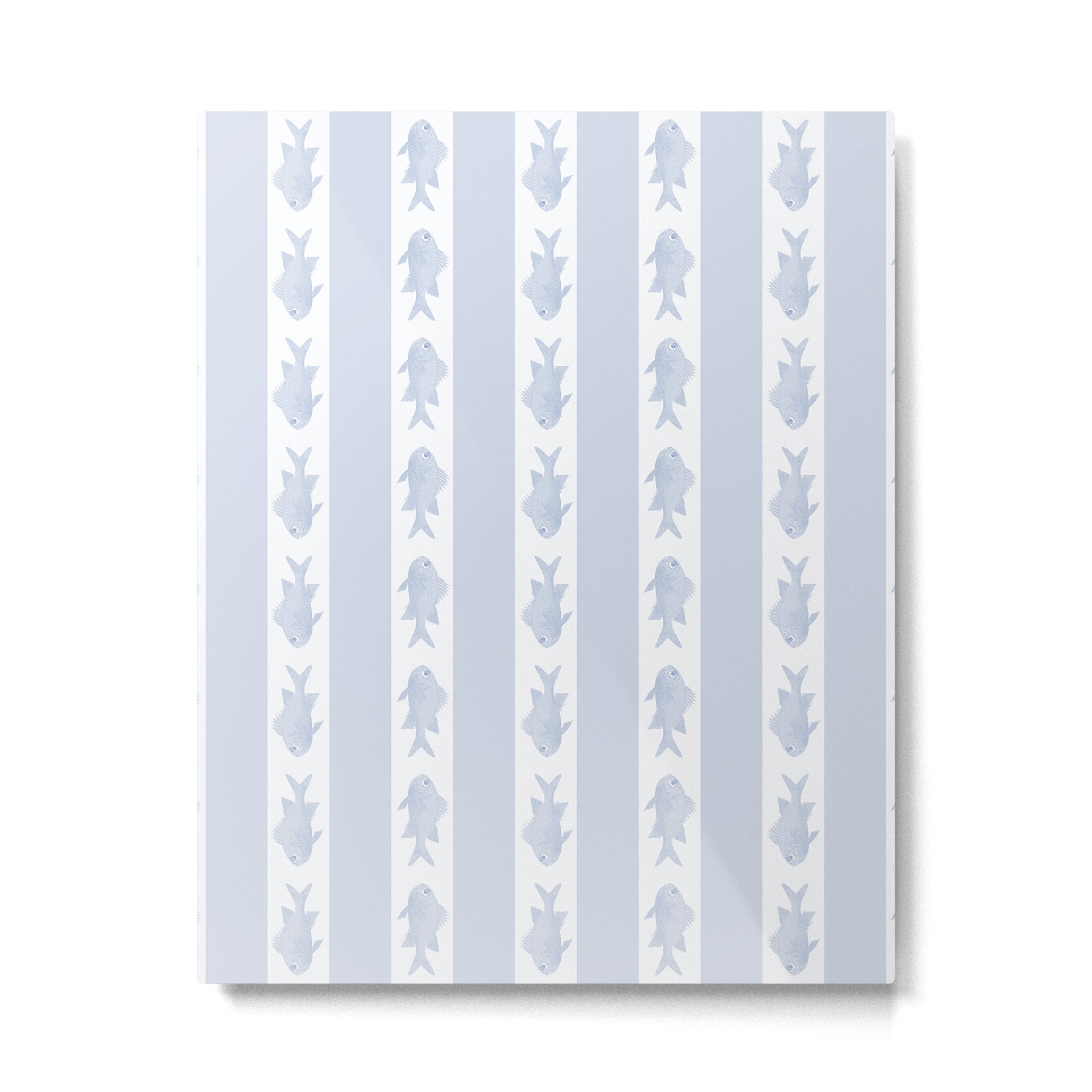 Coastal Fish Stripes Nostalgic Pattern in Light Blue and White Metal Print Gallery Image 6