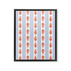 Coastal Fish Stripes Nostalgic Pattern in Light Blue, Orange Red, and White Framed Canvas Print Gallery Image 8