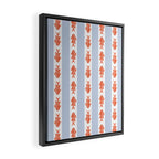 Coastal Fish Stripes Nostalgic Pattern in Light Blue, Orange Red, and White Framed Canvas Print Gallery Image 2