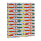 Coastal Fish Stripes Retro Pattern in Red Green Yellow Baby Blue Canvas Print Gallery Image 8