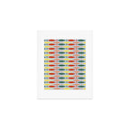 Coastal Fish Stripes Retro Pattern in Red Green Yellow Baby Blue Art Print Gallery Image 1