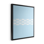 Coastal Minimalist Mid Century Modern Fish in Cool Light Blue White Brown Framed Canvas Print Gallery Image 2